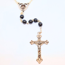 Cargar imagen en el visor de la galería, Genuine Hematite Stone Rosary with Heart Centerpiece