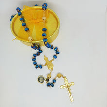 Cargar imagen en el visor de la galería, Blue Crystal and Gold Rosary