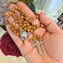Load image into Gallery viewer, Olive Wood Rosary in Fatima Apparitions Wooden Keepsake Box