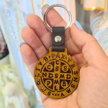 Cargar imagen en el visor de la galería, Saint Benedict Wooden Keychain