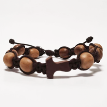 Cargar imagen en el visor de la galería, Olive Wood Dozen Cross Bracelet