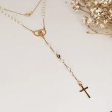 Cargar imagen en el visor de la galería, Pearl Golden Our Lady of Fatima Rosary