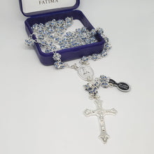 Load image into Gallery viewer, Premium Silver Medal of Fatima Rosary - Blue