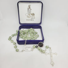 Load image into Gallery viewer, Premium Silver Medal of Fatima Rosary - Green