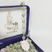 Load image into Gallery viewer, Premium Silver Medal of Fatima Rosary - Green