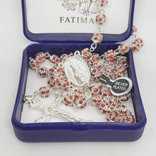 Load image into Gallery viewer, Premium Silver Medal of Fatima Rosary - Red