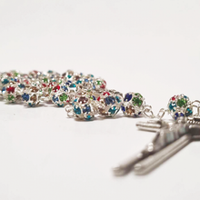 Load image into Gallery viewer, Premium Silver with Colored Crystals Rosary of Fatima