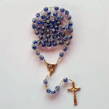 Cargar imagen en el visor de la galería, Centennial Blue & Gold Murano Rosary