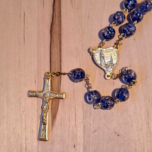 Cargar imagen en el visor de la galería, Centennial Blue & Gold Murano Rosary