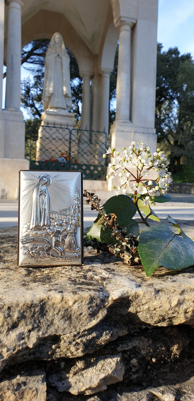 Our Lady of Fatima Silver Plaque - 4.96 inch | 12,6cm