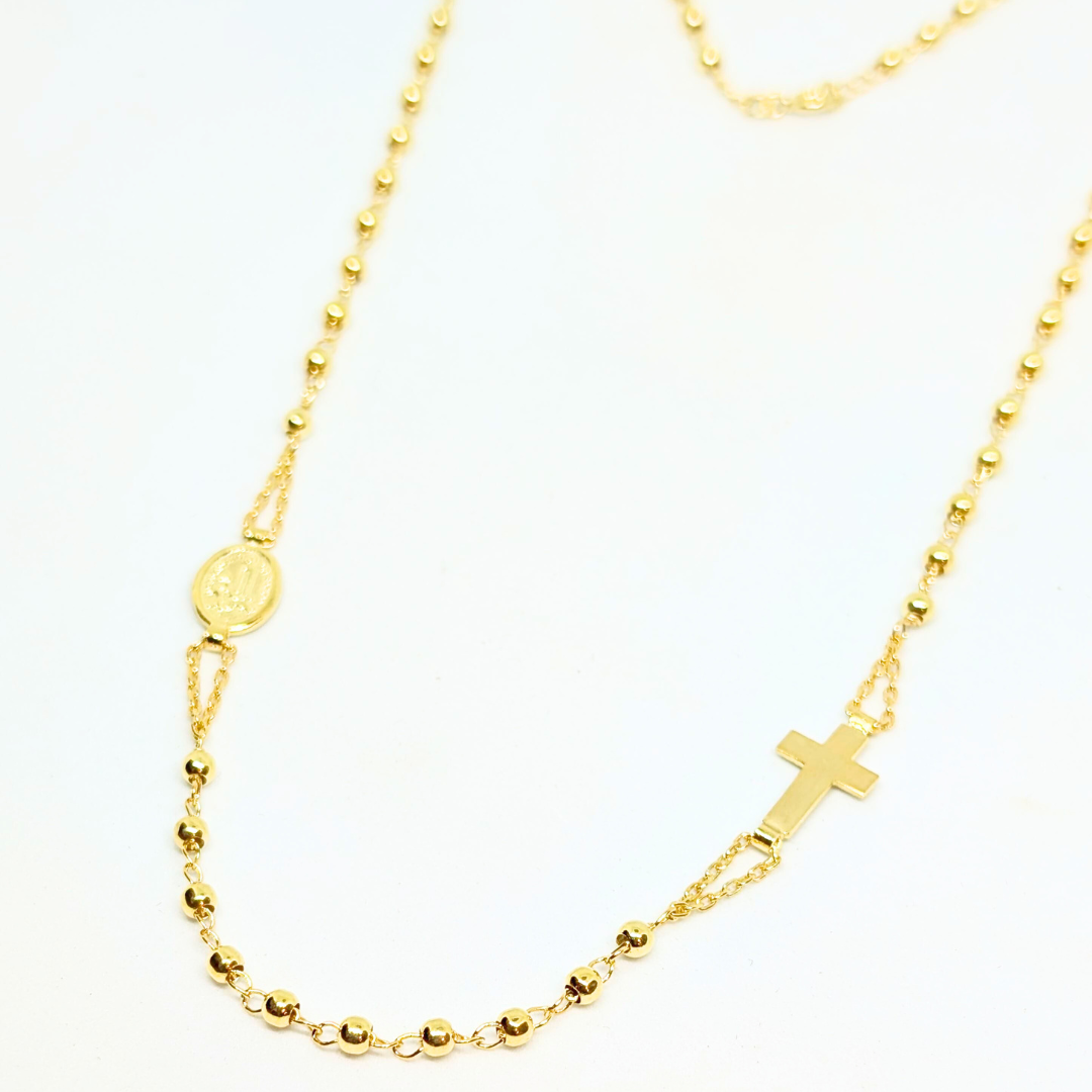 925 Silver Rosary Necklace with Fatima Medal