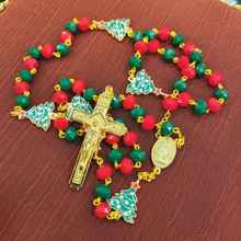 Cargar imagen en el visor de la galería, Christmas Rosary - Christmas Tree - Golden Cross
