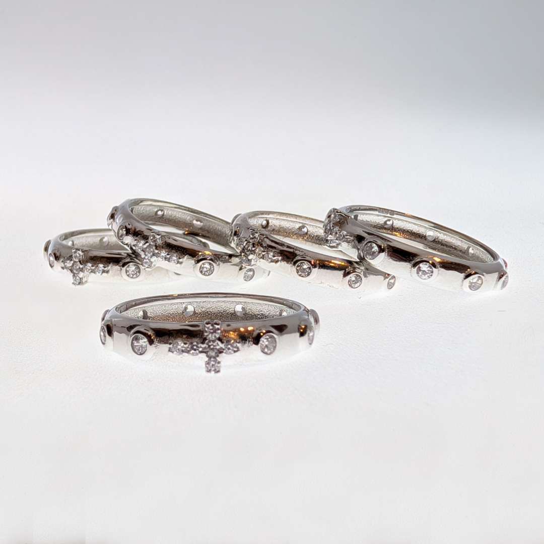 Decade Rosary Ring - Zirconia [Sterling Silver]