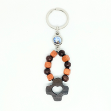 Load image into Gallery viewer, Decade Rosary Wood Keychain
