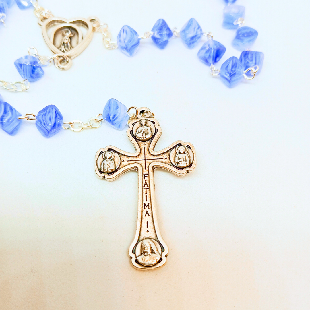 Heart of Jesus and Mary Rosary [Blue]