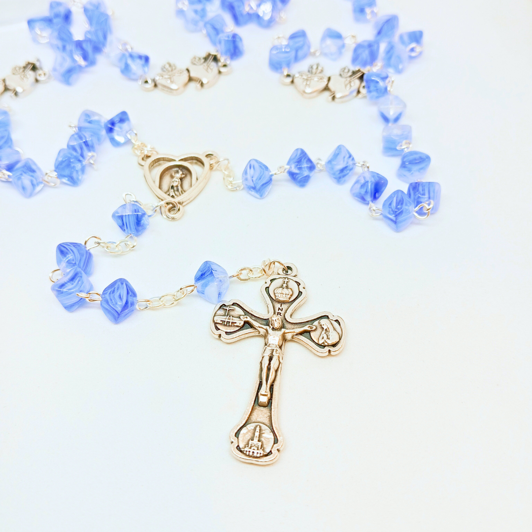 Heart of Jesus and Mary Rosary [Blue]