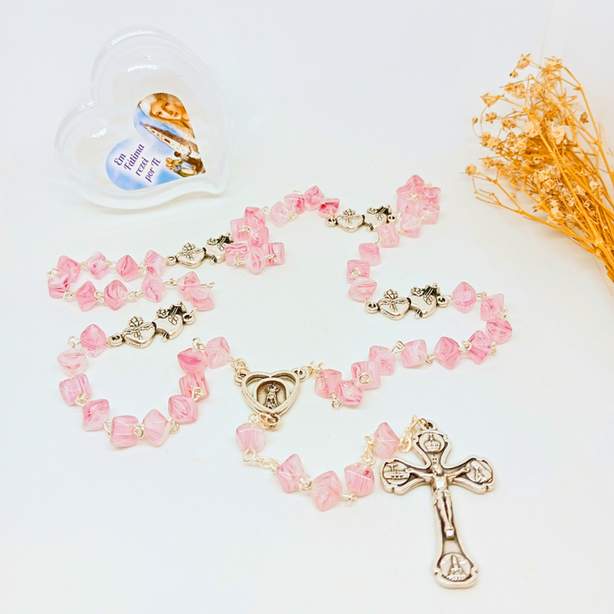 Heart of Jesus and Mary Rosary [Pink]