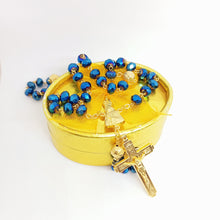 Load image into Gallery viewer, Blue Crystal and Gold Rosary
