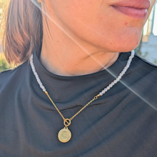 Load image into Gallery viewer, Natural Stone Chain Necklace with Fatima Medal
