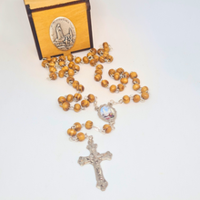 Load image into Gallery viewer, Olive Wood Rosary in Fatima Apparitions Wooden Keepsake Box

