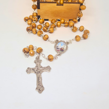 Load image into Gallery viewer, Olive Wood Rosary in Fatima Apparitions Wooden Keepsake Box
