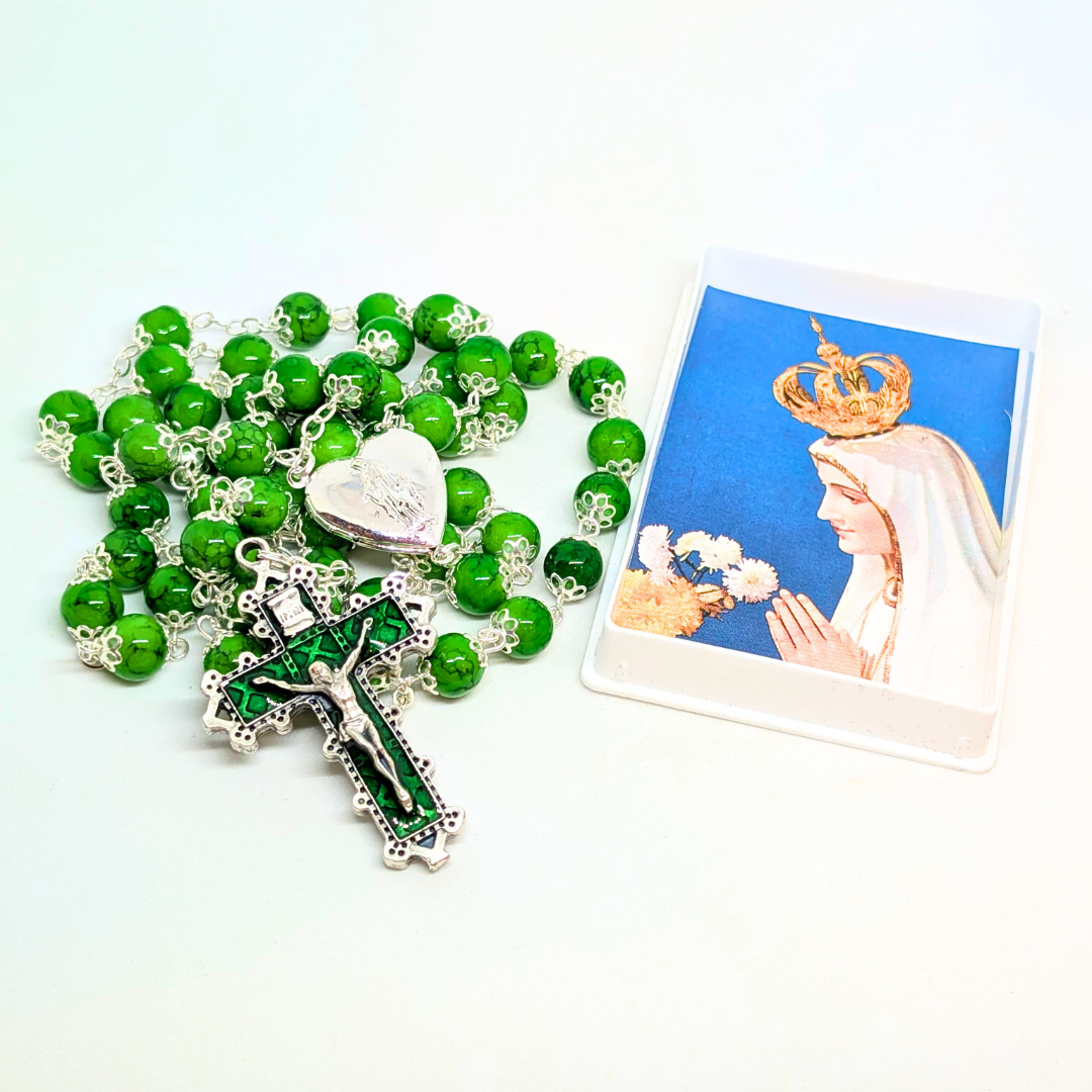 Our Lady Heart Green Rosary