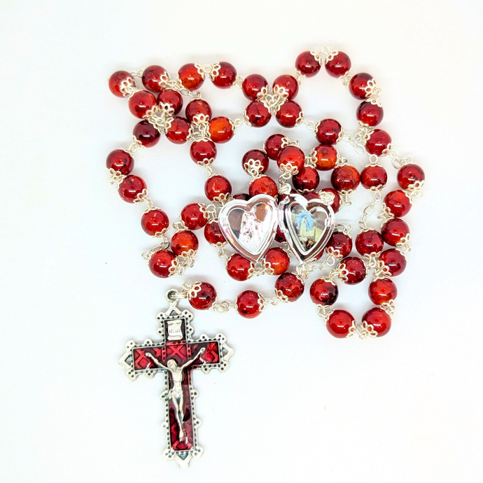 Our Lady Heart Red Rosary