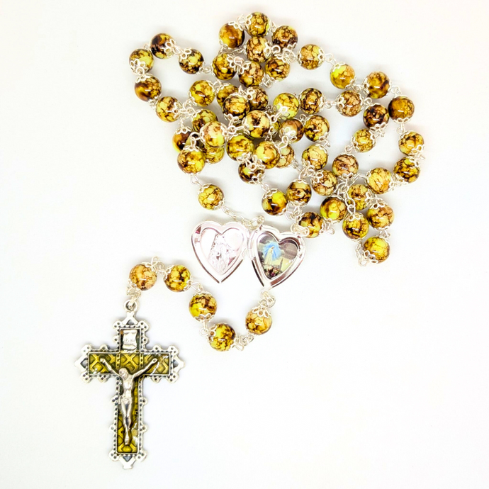 Our Lady Heart Yellow Rosary