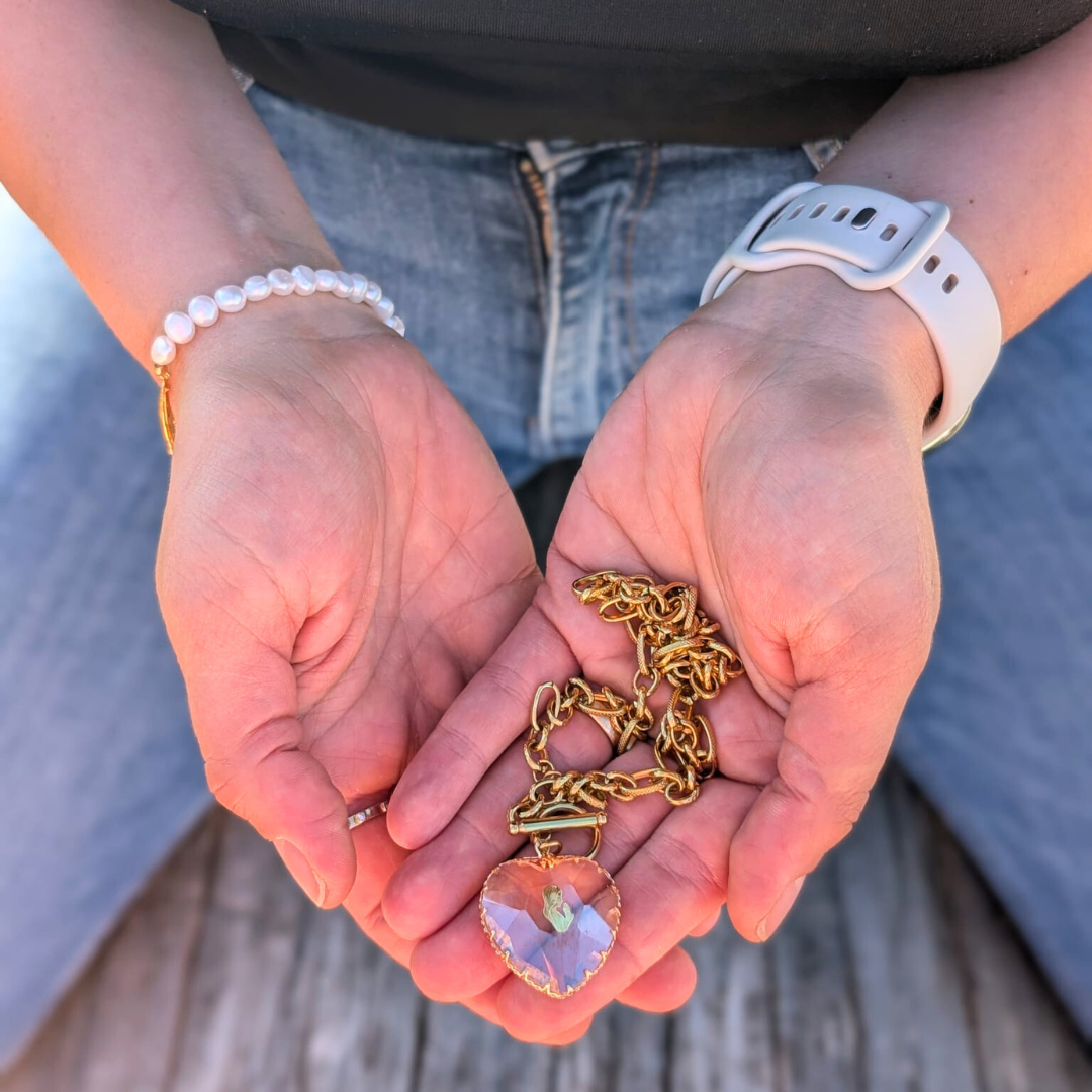 Our Lady of Fatima Heart Medalion Necklace [Stainless Steel]