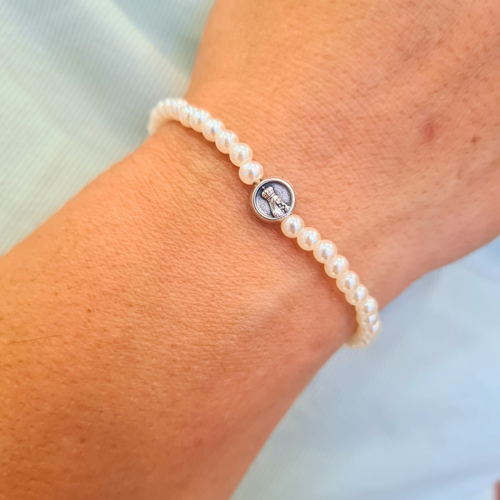 Our Lady of Fatima Pearl Bracelet with Medal