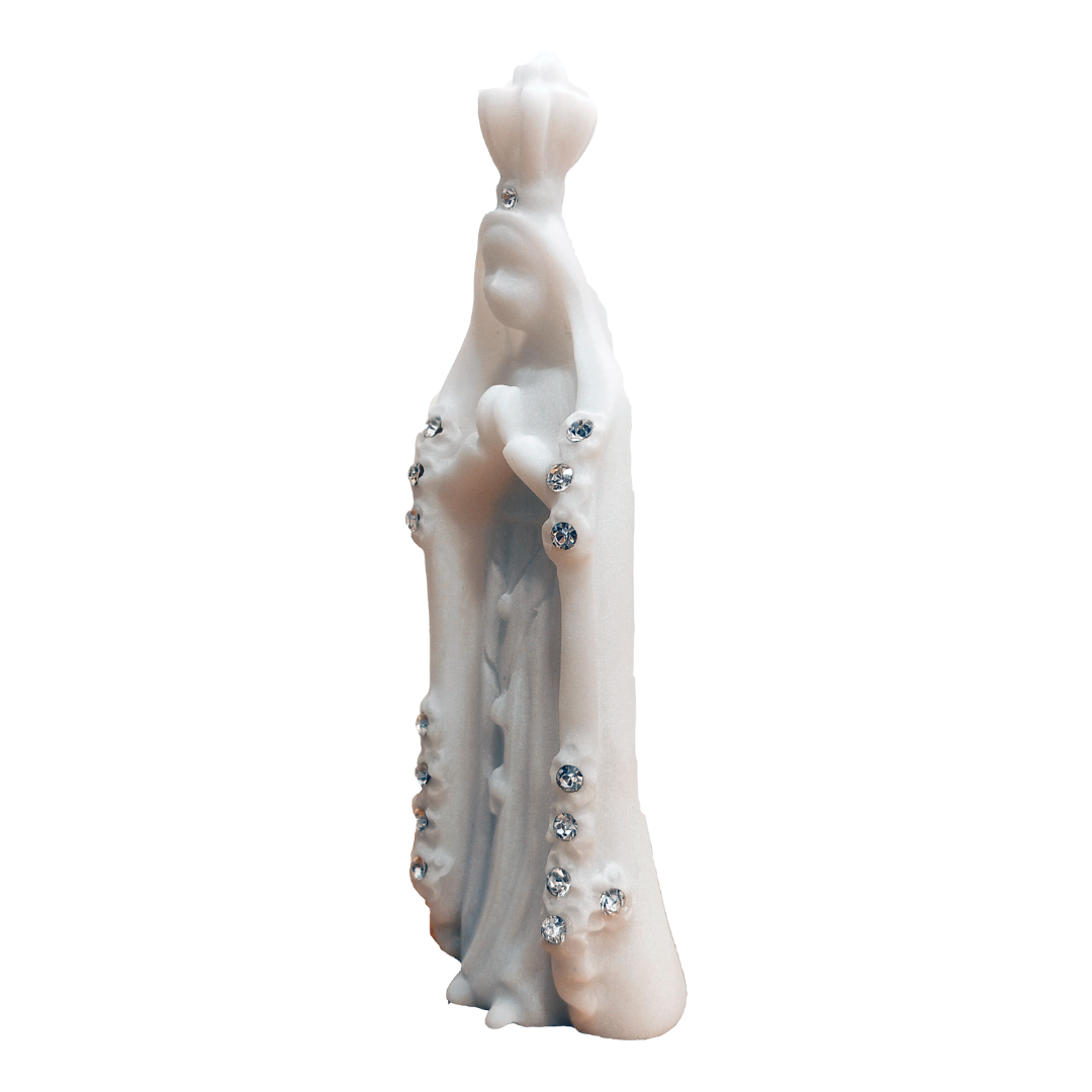 Our Lady of Fatima [Glass] with Crystal Stones [ 3.94'' | 10cm]