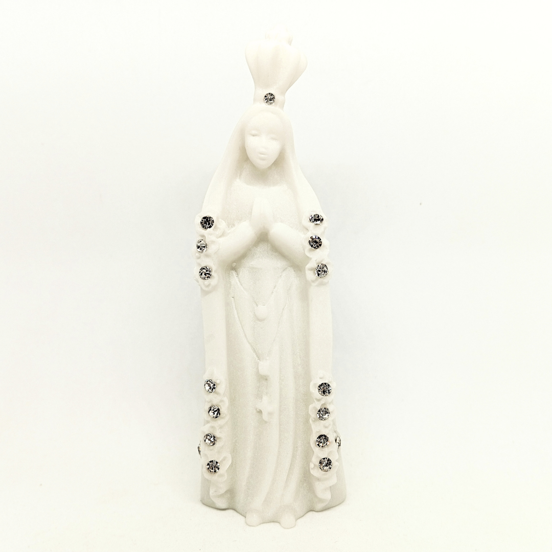 Our Lady of Fatima [Glass] with Crystal Stones [ 3.94'' | 10cm]