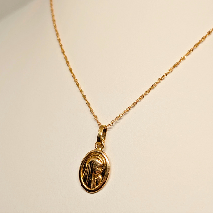 Our Lady of Fatima medal Necklace [19.2Kt Gold]
