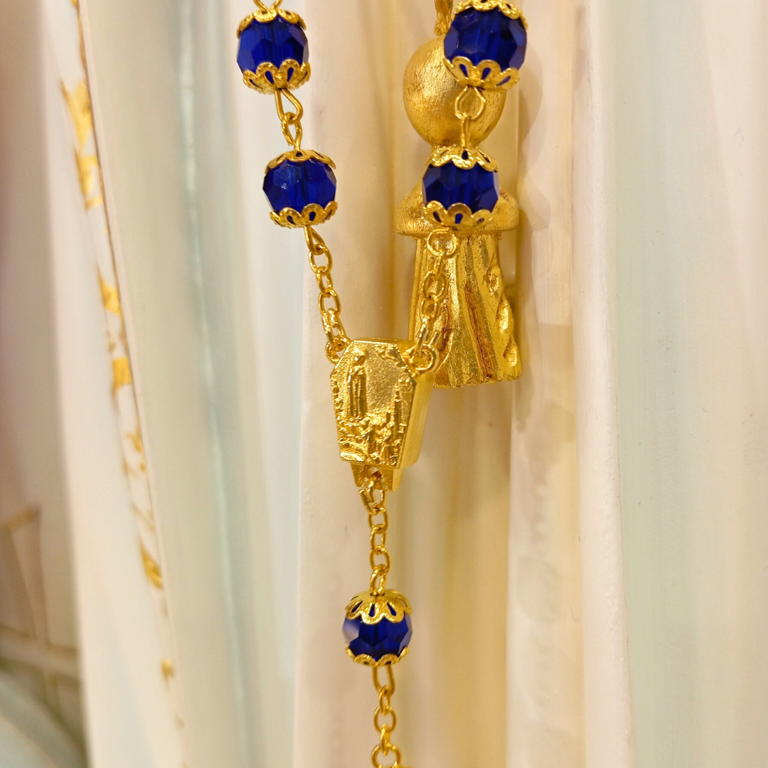 Premium Blue and Golden Rosary of Fatima