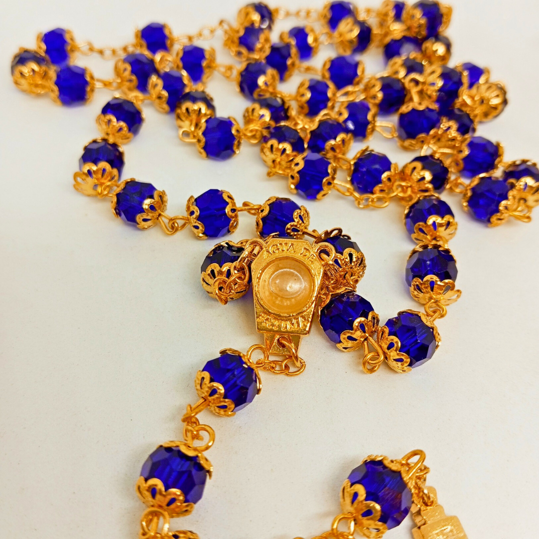 Premium Blue and Golden Rosary of Fatima