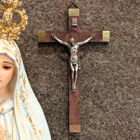 Replica of Sister Lucia's Crucifix – Wooden Cross with Silver Corpus