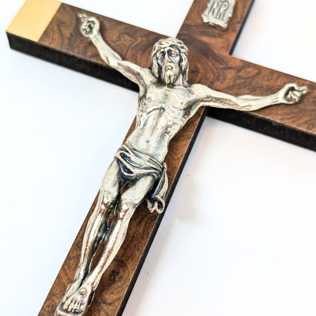 Replica of Sister Lucia's Crucifix – Wooden Cross with Silver Corpus
