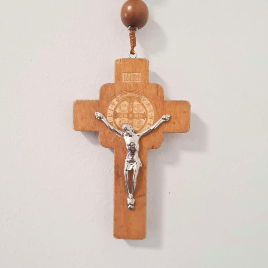 Saint Benedict Wood Wall Rosary