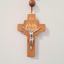 Load image into Gallery viewer, Saint Benedict Wood Wall Rosary
