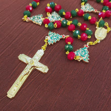 Load and play video in Gallery viewer, Christmas Rosary - Christmas Tree - Golden Cross
