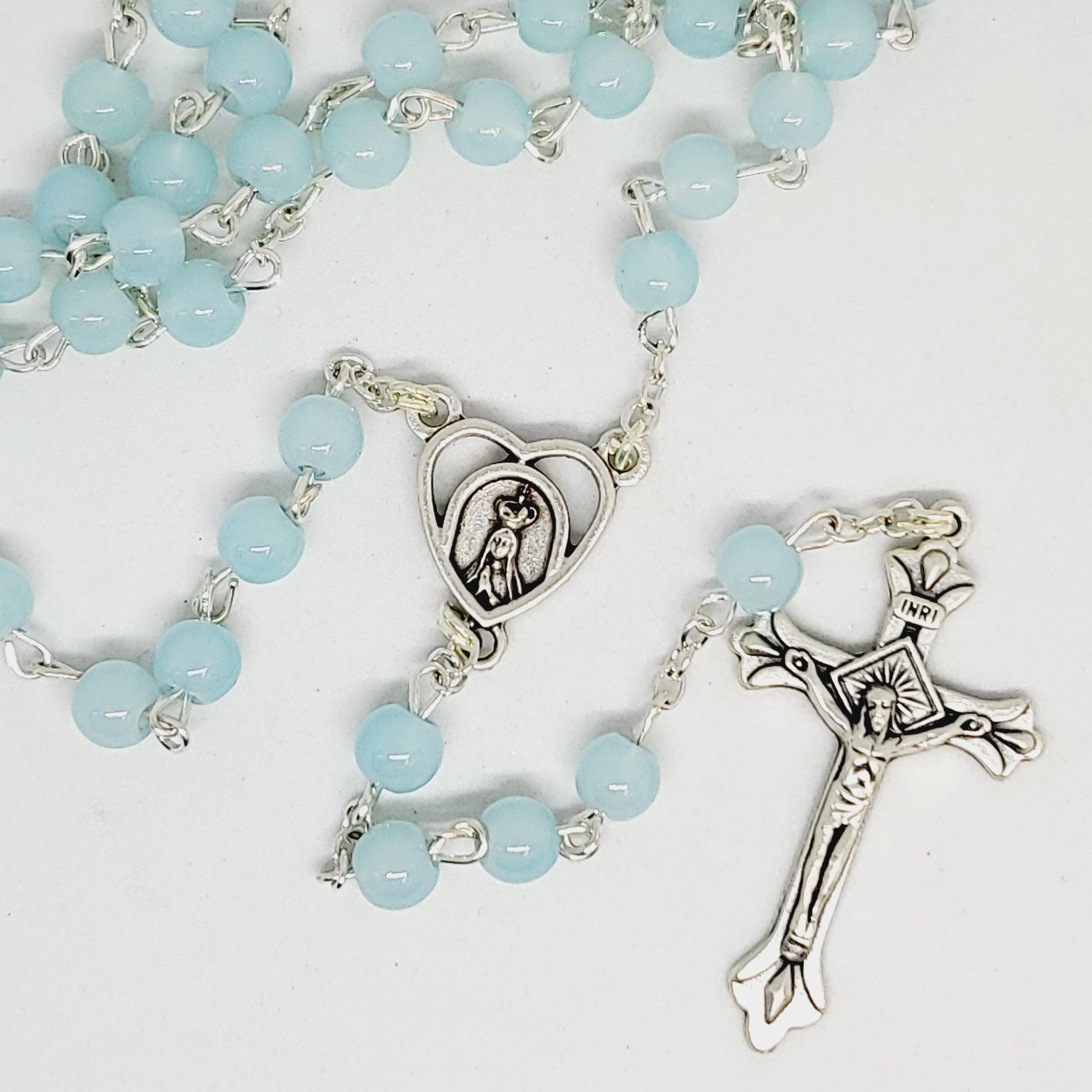 Light Glass Rosary - Blue