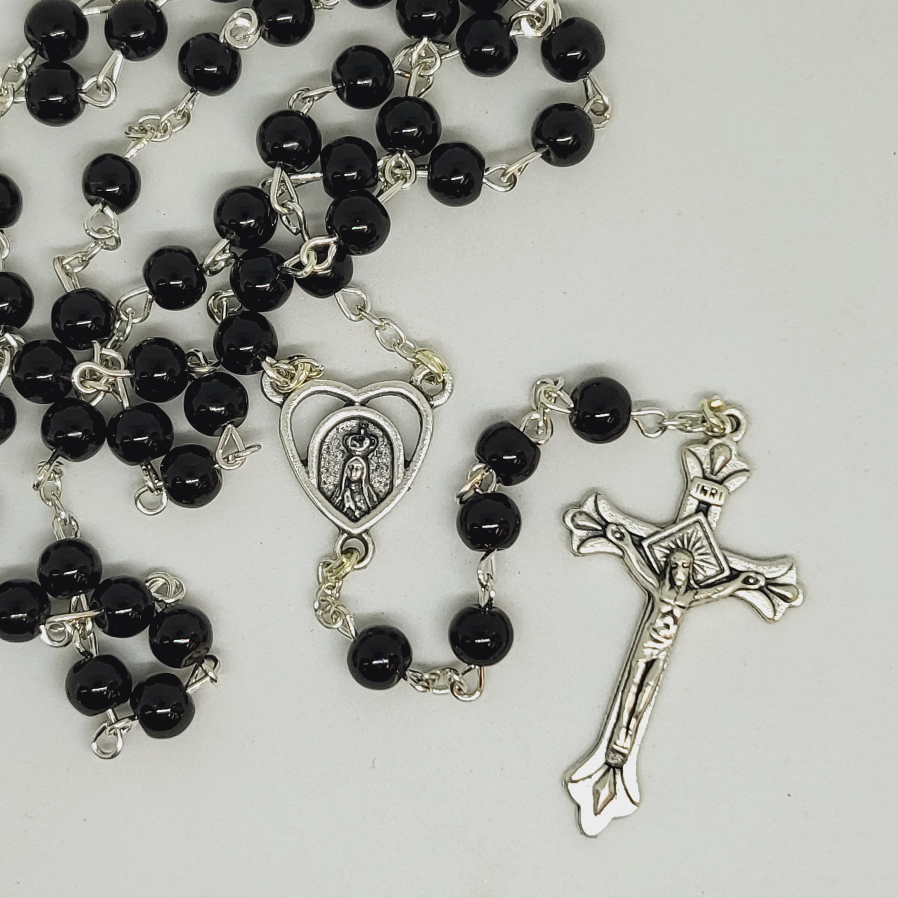 Light Glass Rosary - Black