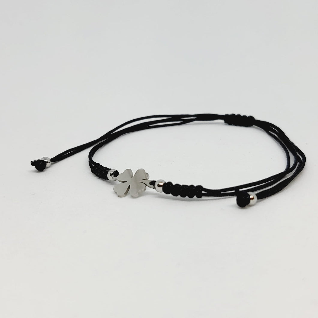 Silver 4 Leaf Clover - Adjustable Bracelet [Stainless Steel]