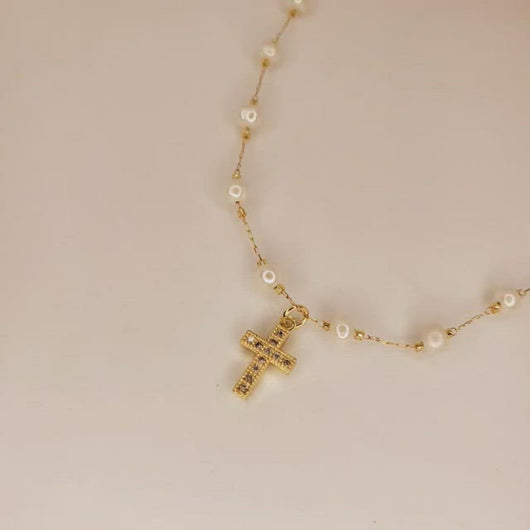 Decade Rosary Necklace with Crystals