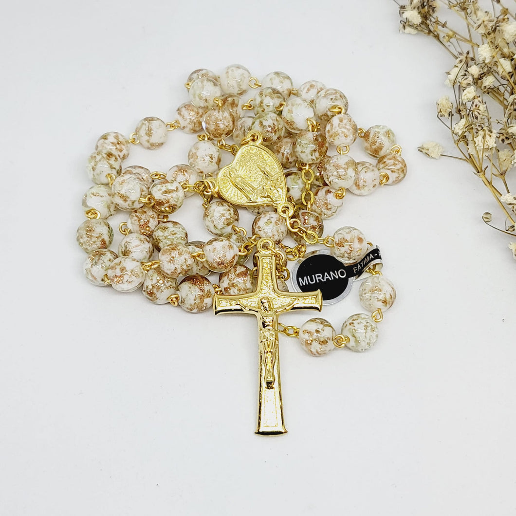 Apparitions Centennial Cream & Gold Murano Rosary