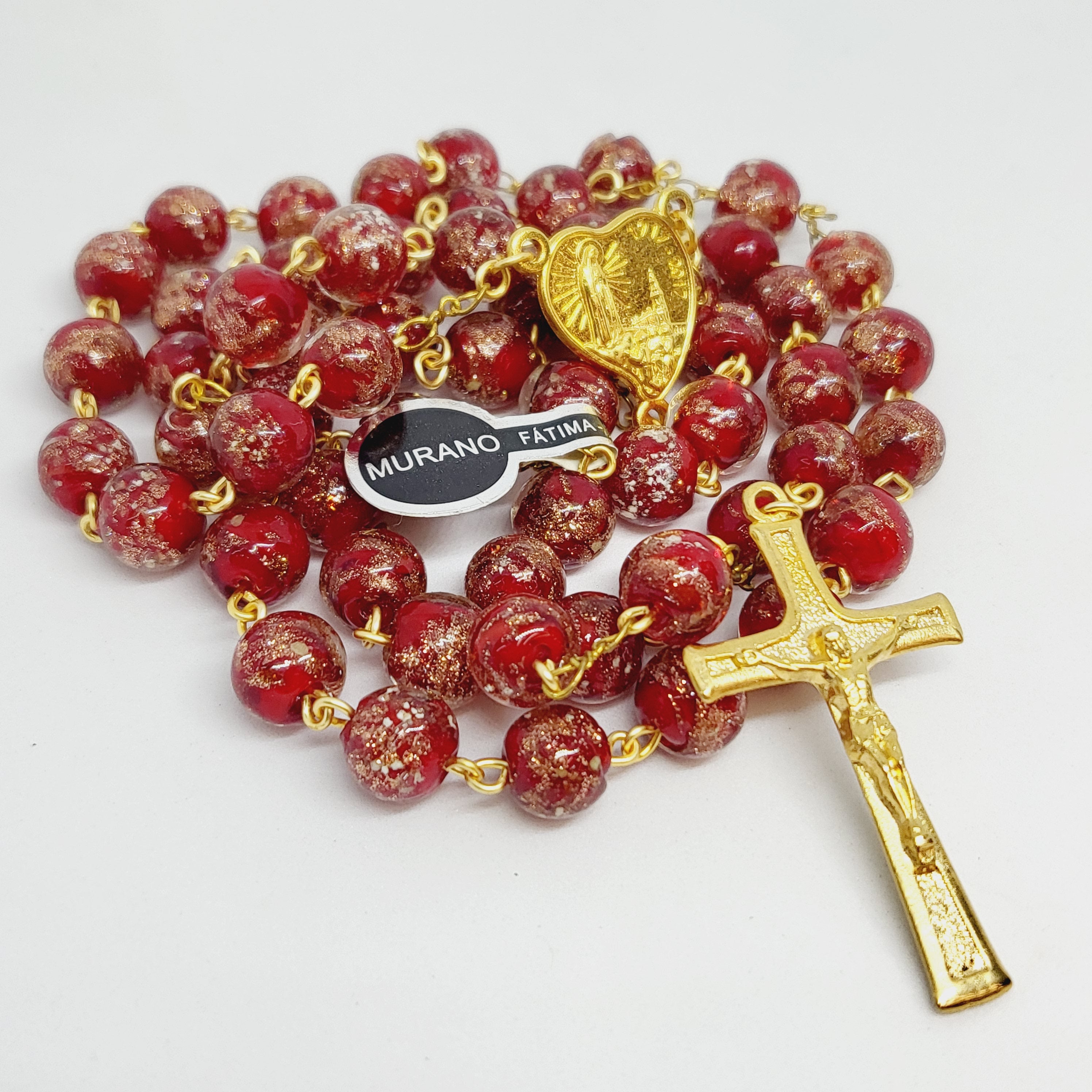 Apparitions Centennial Red & Gold Murano Rosary