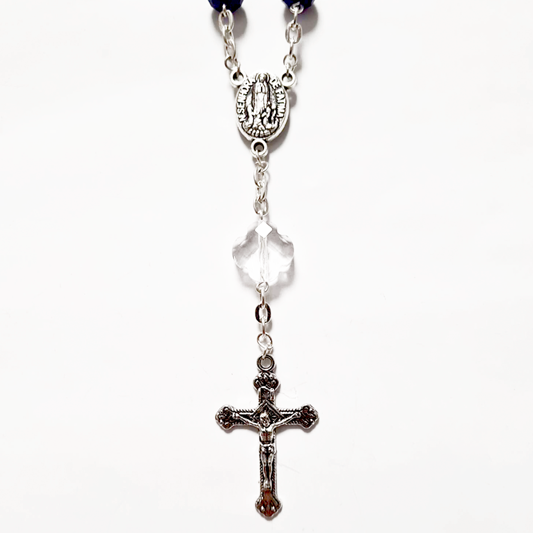 Blue Crystal Decade Rosary Bracelet