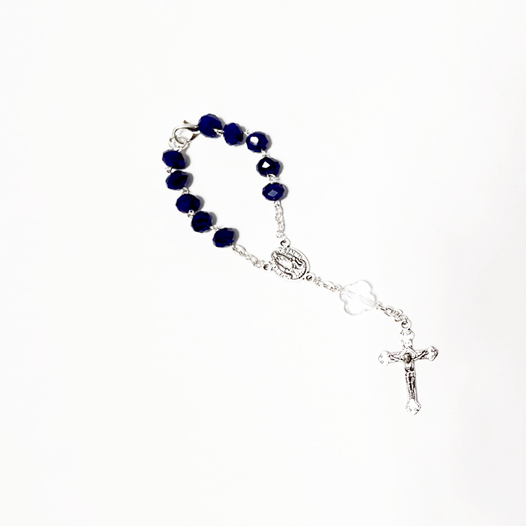 Blue Crystal Decade Rosary Bracelet