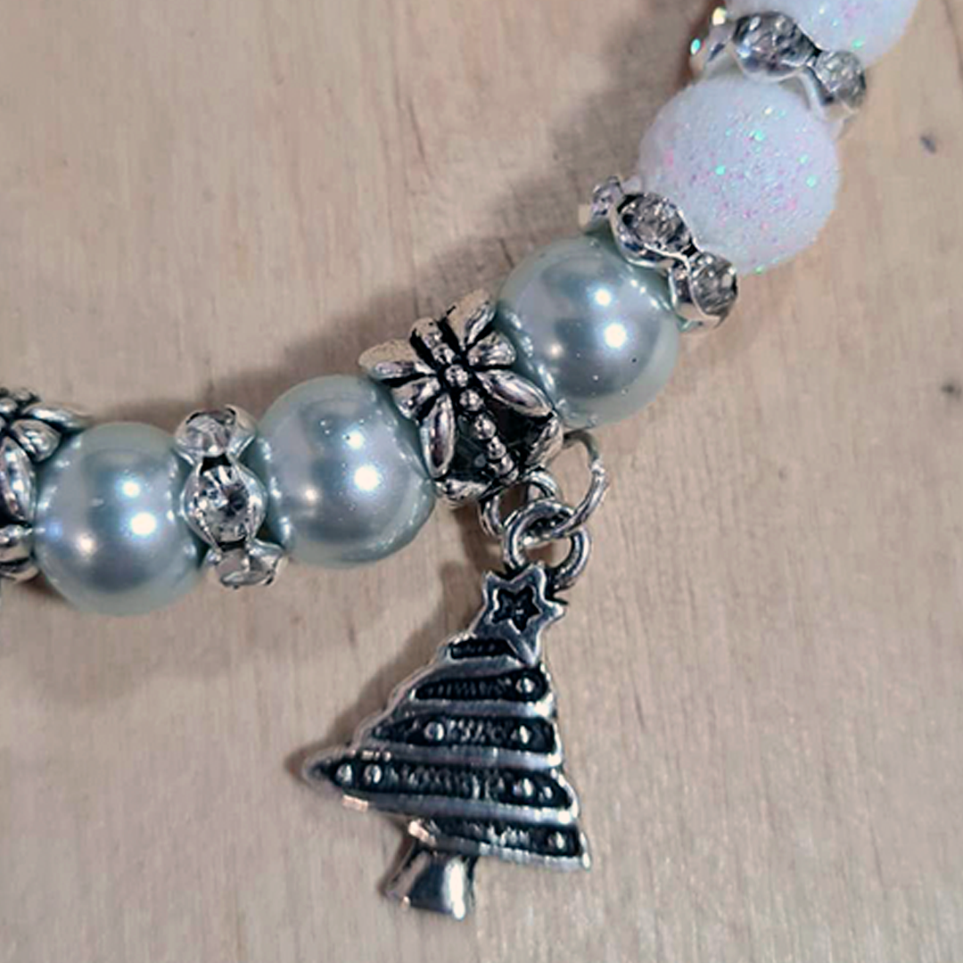 Christmas Bracelet - Cream and Gray