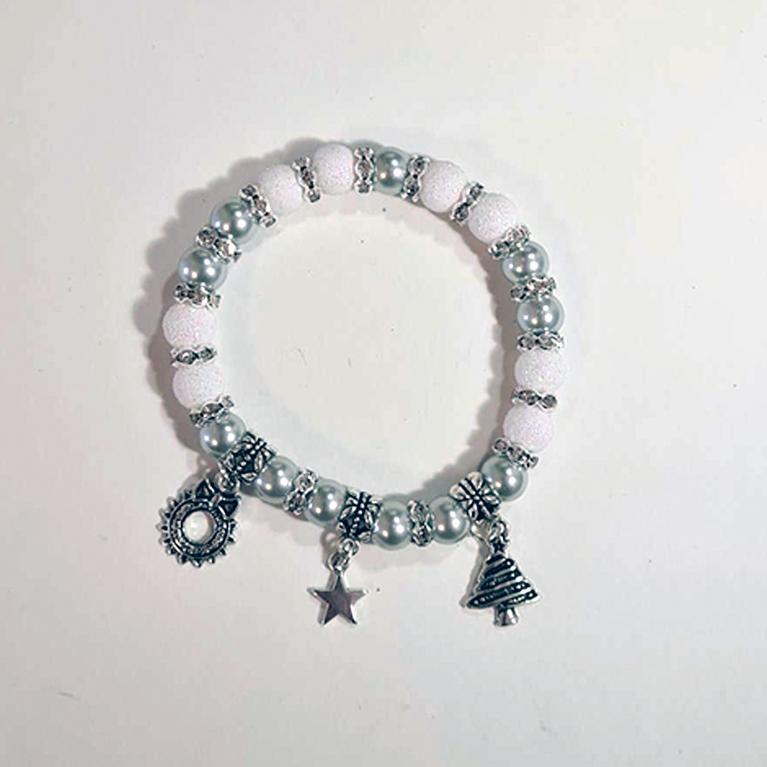 Christmas Bracelet - Cream and Gray